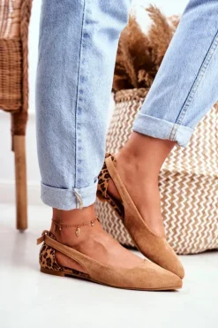 Damskie Boto Lu Boo Baleriny W Szpic Zamsz Camel Better