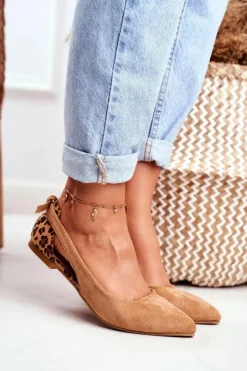 Damskie Boto Lu Boo Baleriny W Szpic Zamsz Camel Better