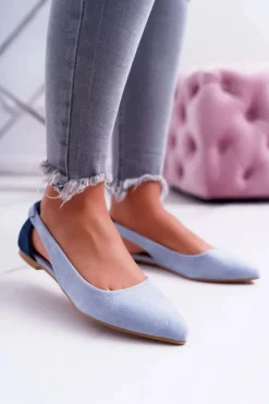Boto Baleriny Klasyczne*Lu Boo Baleriny W Szpic Zamsz Błękitne Better