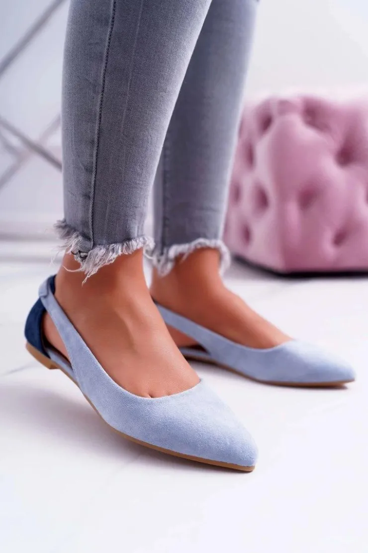 Boto Baleriny Klasyczne*Lu Boo Baleriny W Szpic Zamsz Błękitne Better