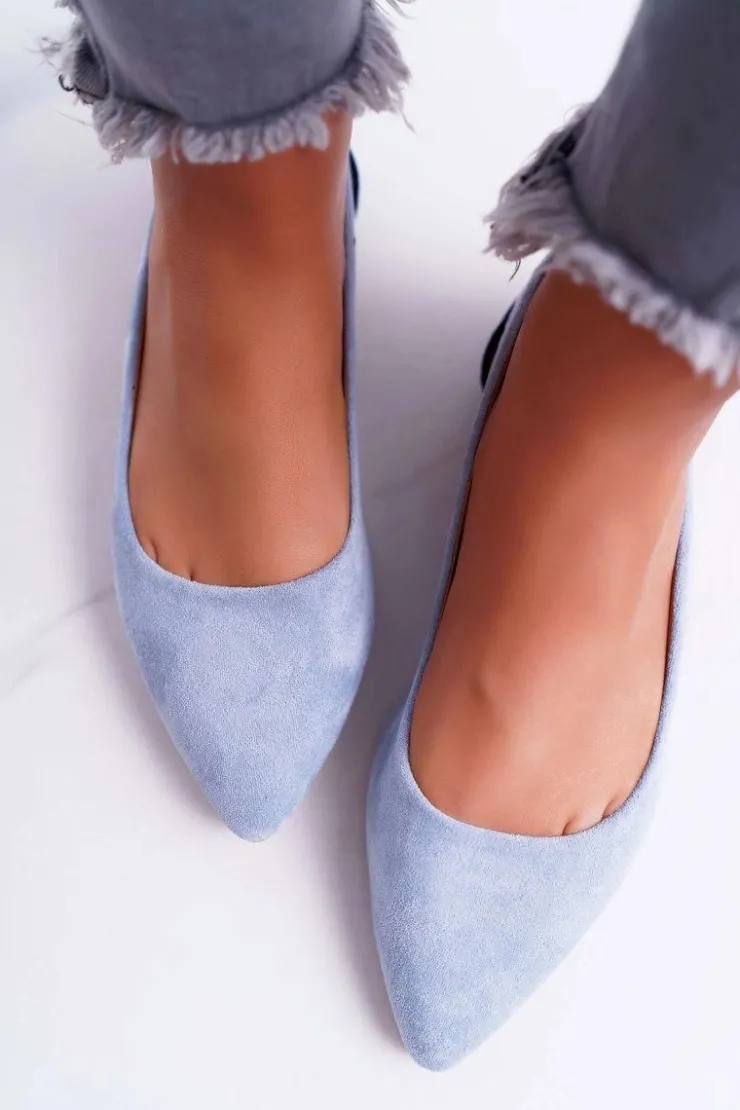 Boto Baleriny Klasyczne*Lu Boo Baleriny W Szpic Zamsz Błękitne Better