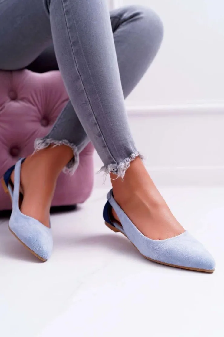 Boto Baleriny Klasyczne*Lu Boo Baleriny W Szpic Zamsz Błękitne Better