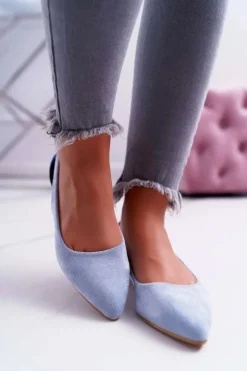 Boto Baleriny Klasyczne*Lu Boo Baleriny W Szpic Zamsz Błękitne Better