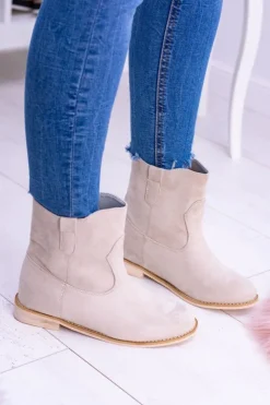 Damskie Boto Lu Boo Beżowe Wsuwane Botki Za Kostkę Trinity