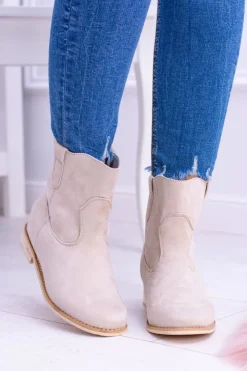 Damskie Boto Lu Boo Beżowe Wsuwane Botki Za Kostkę Trinity