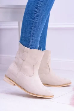 Damskie Boto Lu Boo Beżowe Wsuwane Botki Za Kostkę Trinity