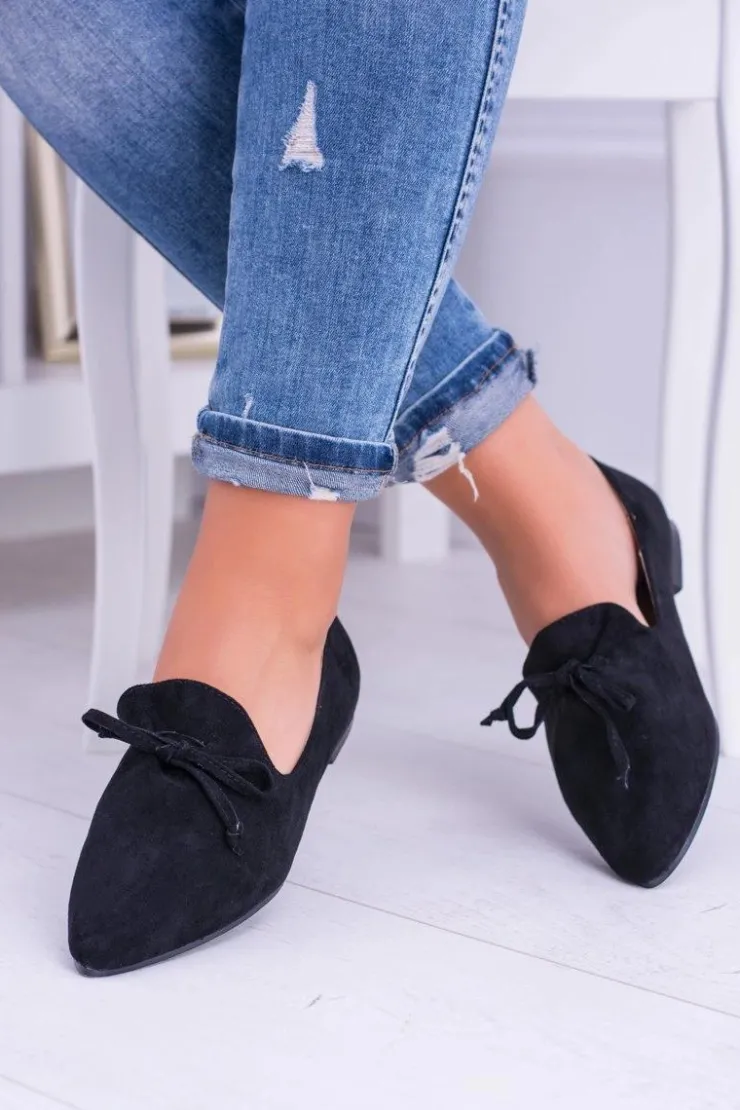 Boto Baleriny Klasyczne*Lu Boo Czarne Baleriny W Szpic Lordsy Zamsz Feliciano