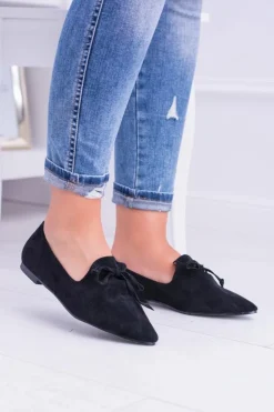 Boto Baleriny Klasyczne*Lu Boo Czarne Baleriny W Szpic Lordsy Zamsz Feliciano