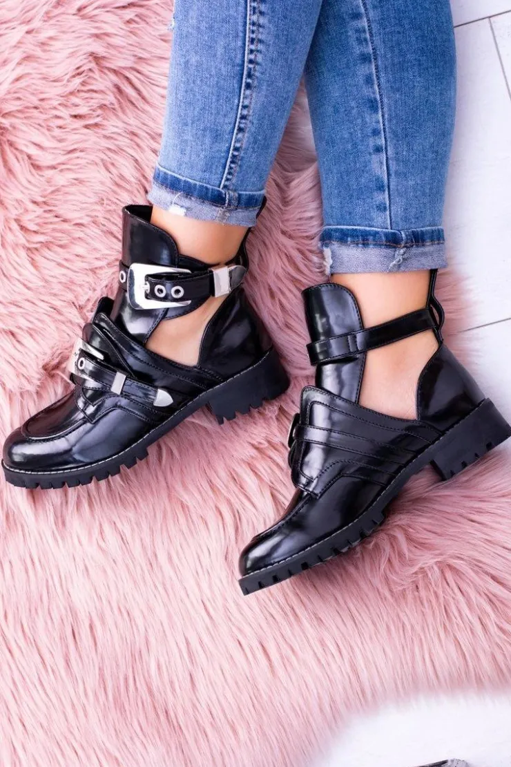Sale Boto Lu Boo Czarne Botki Z Wycięciami Rock Girl