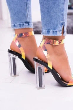 Boto Sandały Na Obcasie*Lu Boo Czarne Sandały Transparentny Słupek Mirage