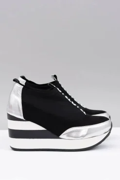 Damskie Boto Lu Boo Czarne Sneakersy Na Koturnie Platforma Love Mitta