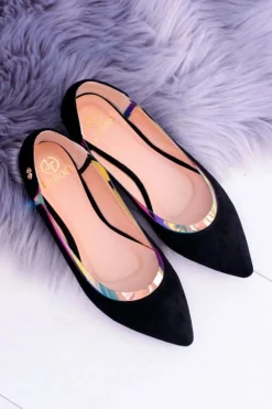 Damskie Boto Lu Boo Czarne Transparentne Holograficzne Balerinki w Szpic Lison