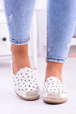 Damskie Boto Lu Boo Damskie Baleriny Białe Espadryle w Kwiaty Macarena