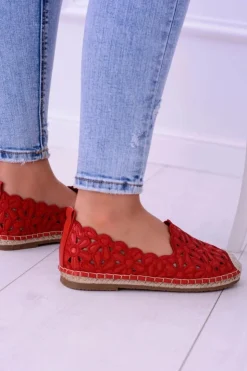 Boto Czarne Espadryle*Lu Boo Damskie Baleriny Czerwone Espadryle w Kwiaty Macarena