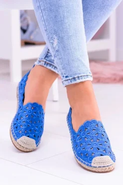 Boto Czarne Espadryle*Lu Boo Damskie Baleriny Granatowe Espadryle w Kwiaty Macarena