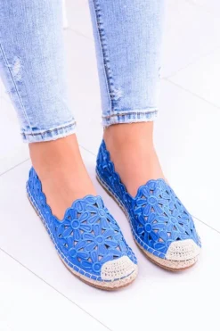 Boto Czarne Espadryle*Lu Boo Damskie Baleriny Granatowe Espadryle w Kwiaty Macarena