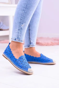 Boto Czarne Espadryle*Lu Boo Damskie Baleriny Granatowe Espadryle w Kwiaty Macarena