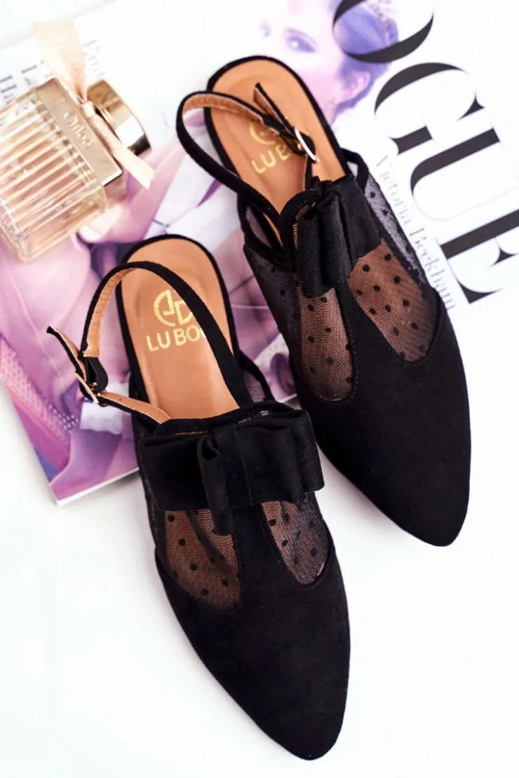 Boto Baleriny Klasyczne*Lu Boo Damskie Baleriny Kokardki Czarne Domino