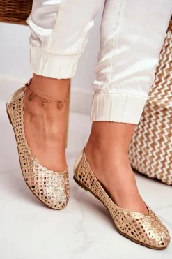 Damskie Boto Lu Boo Damskie Baleriny Złote Ażurowe Plecione Carry