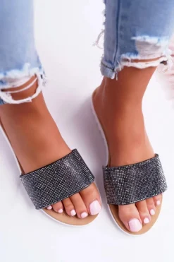 Damskie Boto Lu Boo Damskie Czarne Klapki Z Cekinami Goodies