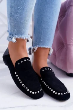 Damskie Boto Lu Boo Damskie Czarne Lordsy Baleriny z Dżetami Planta