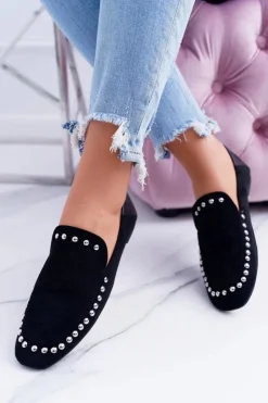 Damskie Boto Lu Boo Damskie Czarne Lordsy Baleriny z Dżetami Planta