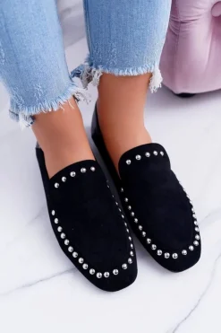 Damskie Boto Lu Boo Damskie Czarne Lordsy Baleriny z Dżetami Planta