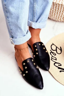 Damskie Boto Lu Boo Damskie Klapki Czarne Seniorita