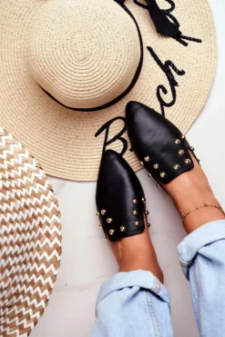 Damskie Boto Lu Boo Damskie Klapki Czarne Seniorita