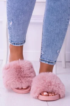 Damskie Boto Lu Boo Damskie Klapki Z Futerkiem Różowe Fur XXL
