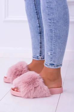 Damskie Boto Lu Boo Damskie Klapki Z Futerkiem Różowe Fur XXL
