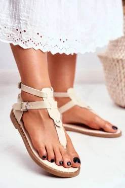 Damskie Boto Lu Boo Damskie Sandały Beżowe Japonki Gladiatorki Achilla