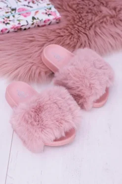 Boto Dziewczęce|Klapki Z Futerkiem*Lu Boo Dziecięce Różowe Klapki Z Futerkiem Fur XXL Poli