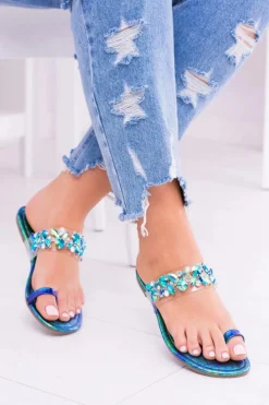 New Boto Lu Boo Eleganckie Benzynowe Klapki Cekiny Tanut