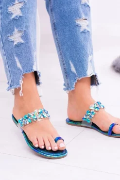 New Boto Lu Boo Eleganckie Benzynowe Klapki Cekiny Tanut