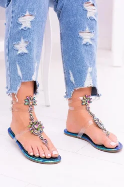 Online Boto Lu Boo Eleganckie Benzynowe Sandały Cyrkonie Nomire