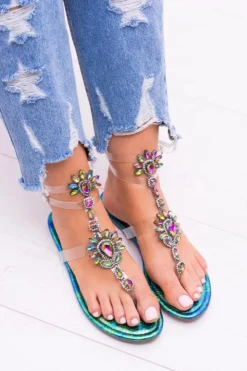 Online Boto Lu Boo Eleganckie Benzynowe Sandały Cyrkonie Nomire