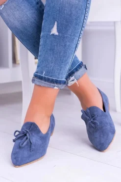 Boto Baleriny Klasyczne*Lu Boo Granatowe Baleriny W Szpic Lordsy Zamsz Feliciano
