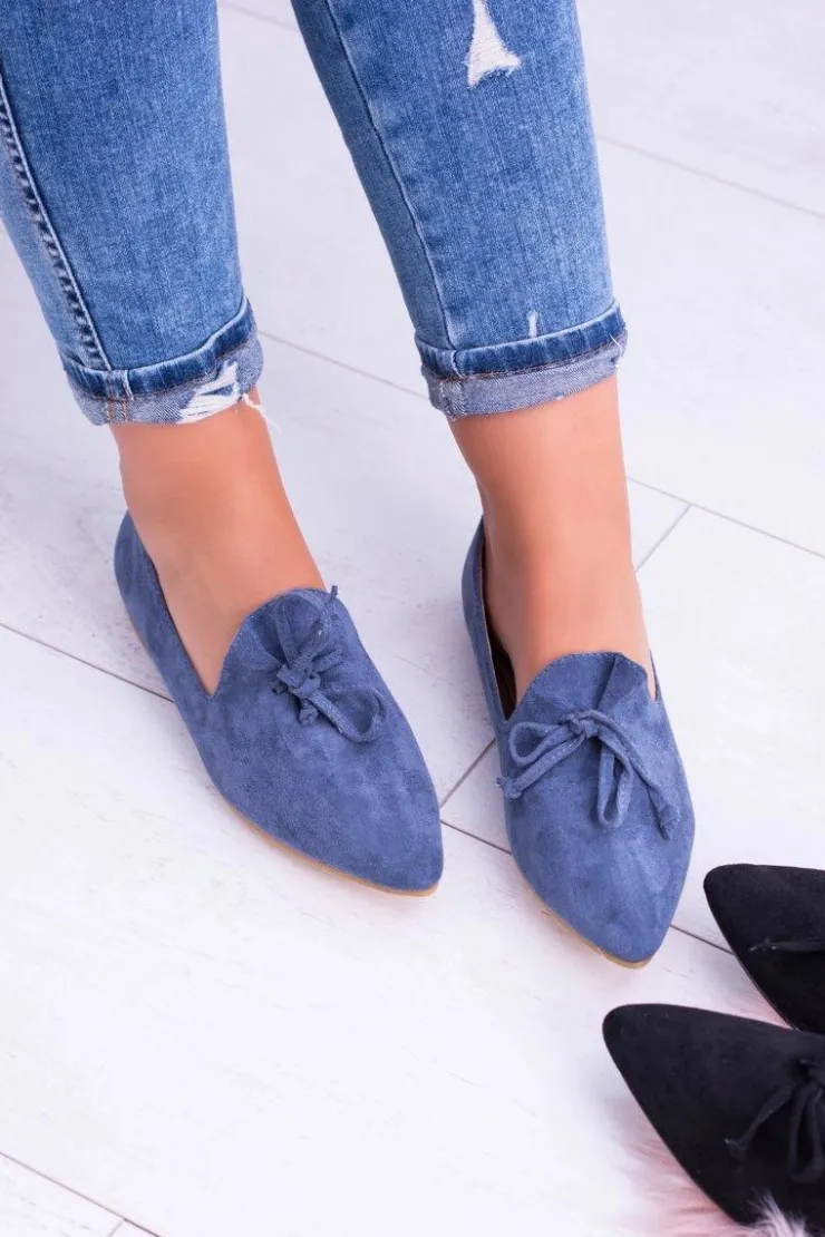 Boto Baleriny Klasyczne*Lu Boo Granatowe Baleriny W Szpic Lordsy Zamsz Feliciano