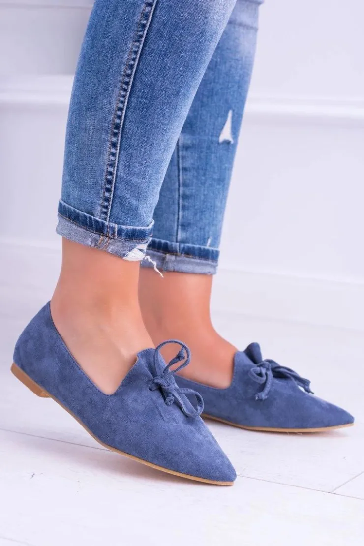 Boto Baleriny Klasyczne*Lu Boo Granatowe Baleriny W Szpic Lordsy Zamsz Feliciano