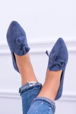 Boto Baleriny Klasyczne*Lu Boo Granatowe Baleriny W Szpic Lordsy Zamsz Feliciano