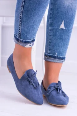 Boto Baleriny Klasyczne*Lu Boo Granatowe Baleriny W Szpic Lordsy Zamsz Feliciano