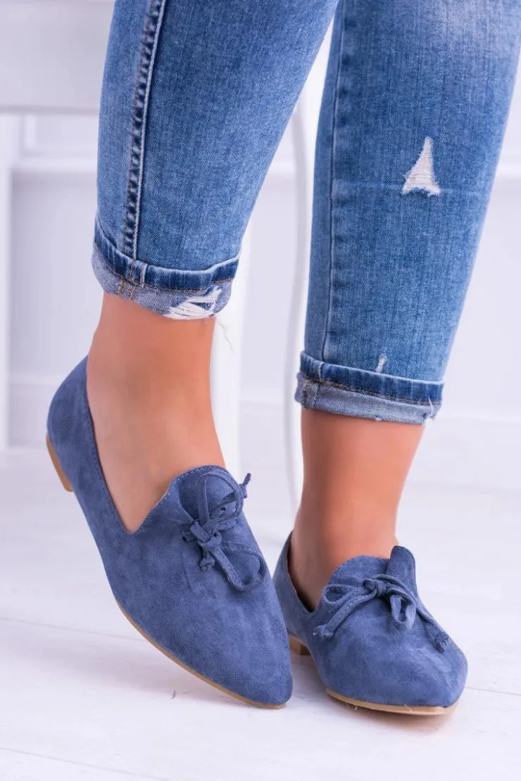 Boto Baleriny Klasyczne*Lu Boo Granatowe Baleriny W Szpic Lordsy Zamsz Feliciano