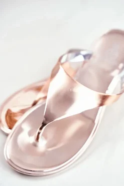 Damskie Boto Lu Boo Metaliczne Japonki Różowe Złoto Miny II gat.