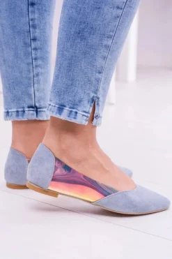 Sale Boto Lu Boo Niebieskie Transparentne Holograficzne Balerinki w Szpic Venessa