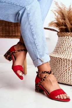 Damskie Boto Lu Boo Sandałki Czerwone Panterka Na Słupku Dora