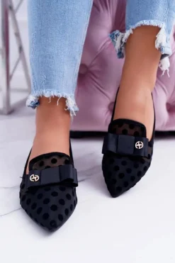 Damskie Boto Lu Boo Siatkowe Baleriny Czarne Lordsy Mamba
