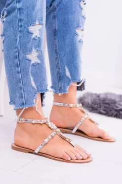 Damskie Boto Lu Boo Srebrne Damskie Sandałki Z Cyrkoniami Venice