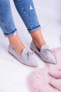 Damskie Boto Lu Boo Szare Baleriny W Szpic Lordsy Zamsz Feliciano