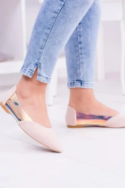 Boto Baleriny Klasyczne*Lu Boo Transparentne Holograficzne Balerinki w Szpic Venessa